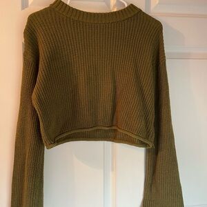 Olive Green Cropped Sweater